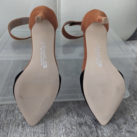 Charles David Heels Women's Size 7M Pointy Stiletto Heels Ankle Strap Two-Tone - Picture 3 of 5